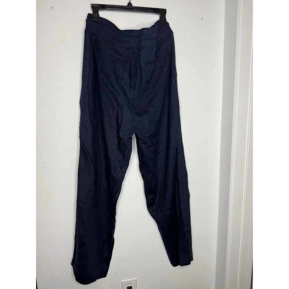 Quince Womens Navy 100% European Linen Wide Leg Pants Size XL Quiet Luxury